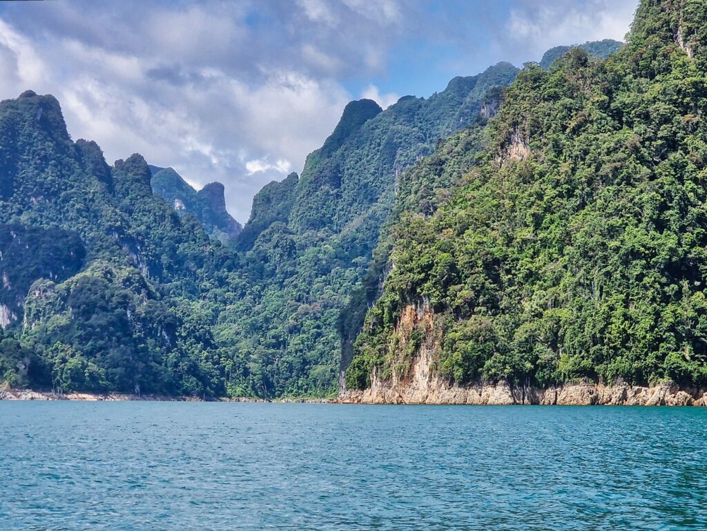 Khao Sok jungle seen from a boat on the Cheow Lan lake