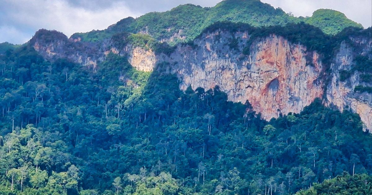 landscape from the artificial lake of Cheo Lan in Khao Sok