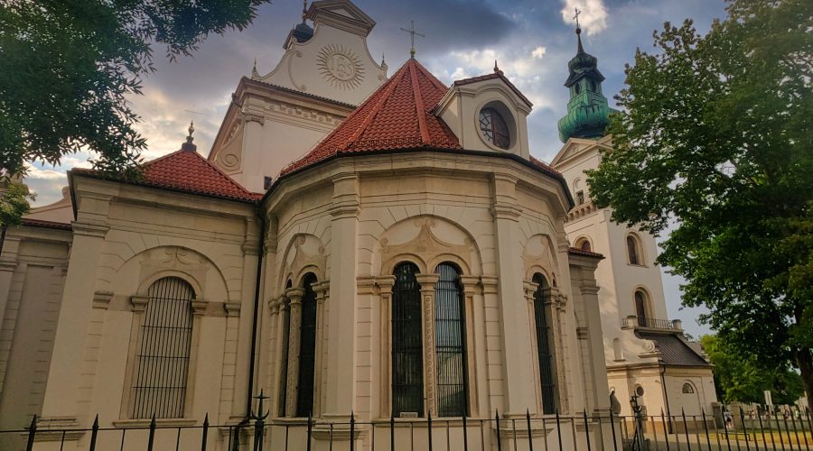 a historical cathedral in the Old Town of Zamosc that was founded in the Reneissance times