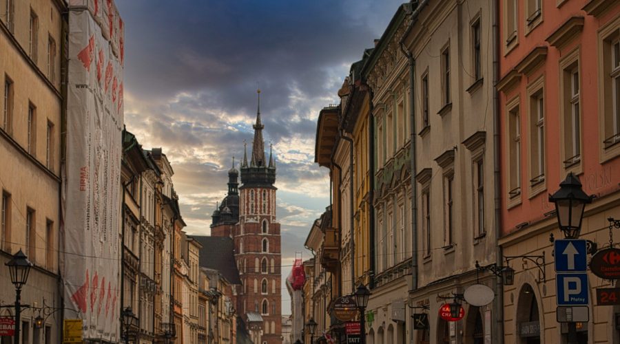 the Florianska street in Krakow-one of the most famous streets in Poland full of beautiful tenement houses