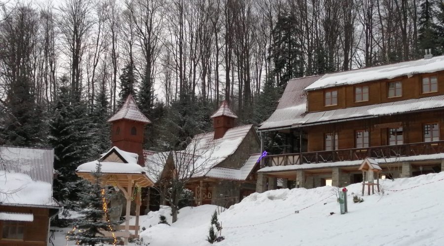 a stroll to the mountain shelter in Kasina Wielka in Poland during the ski vacation