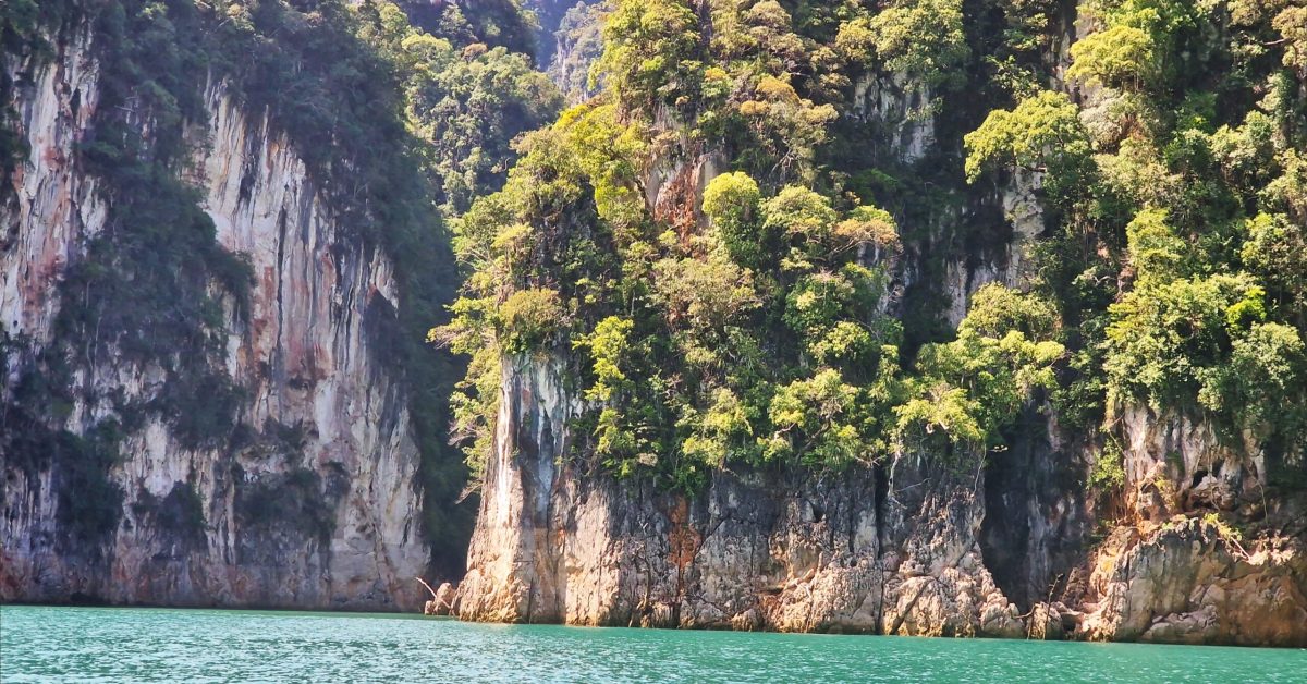 limestones covered with rainf forest in the Khao Sok National Park