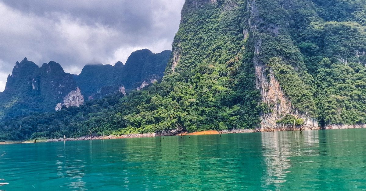 jungle of Khao Sok seen from a boat on the Cheow Lan lake