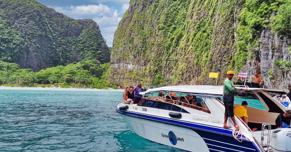 tourist boat at ht ePi Leh island during holidays in Thailand